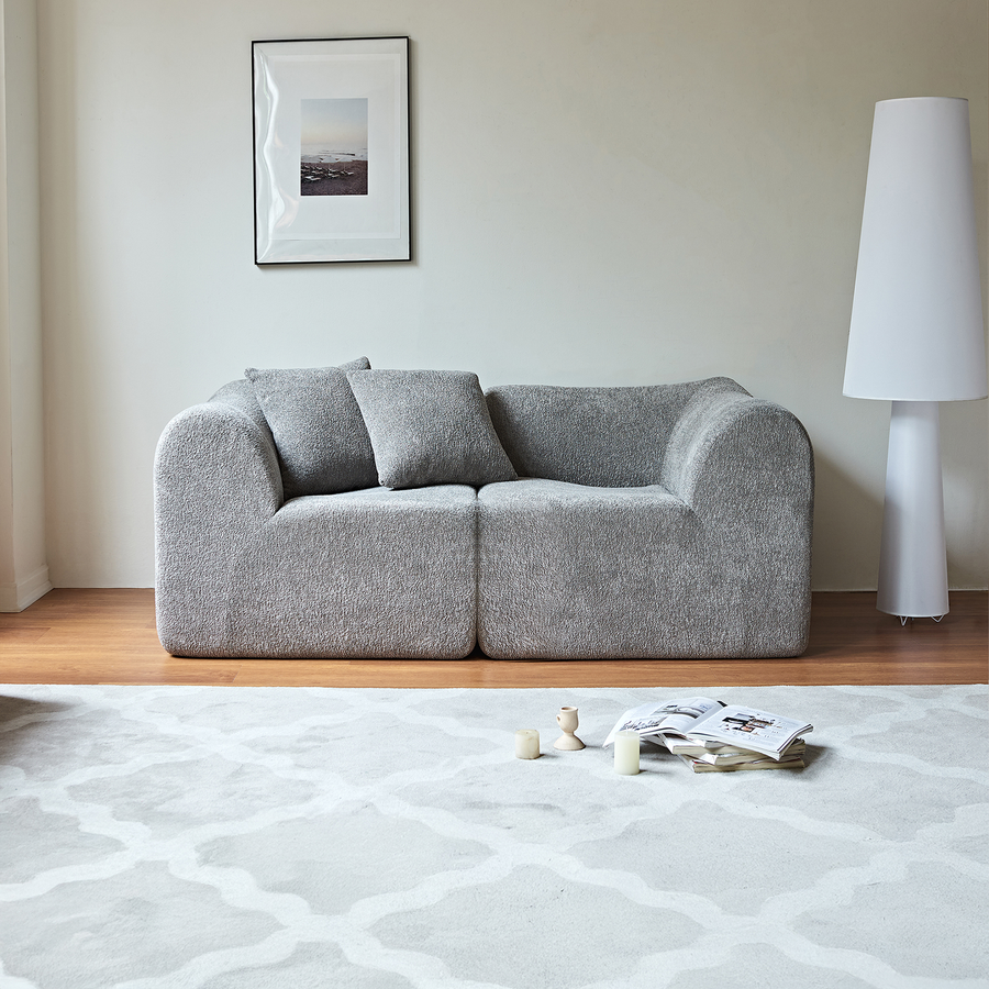 Modern Velvet 2-Seater Loveseat – Space-Saving Soft Compressed Sofa with Pillows