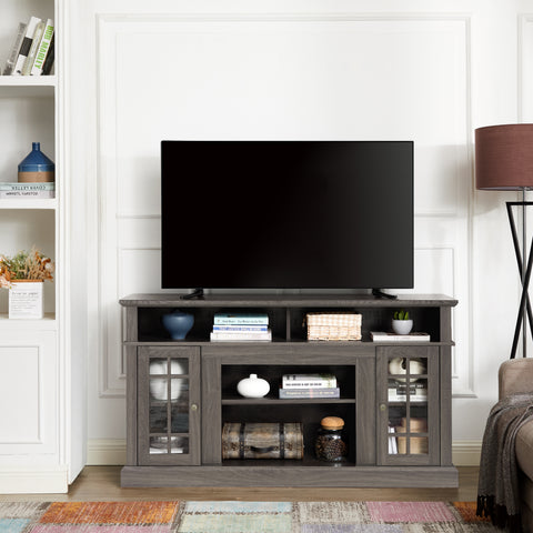 Classic TV Stand for TVs Up to 65", Dark Walnut and Black, view 2