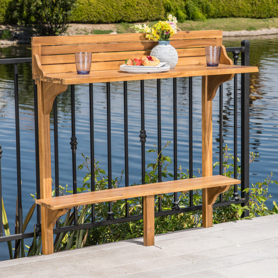 Wooden Balcony Bar Table - Outdoor Modern Patio Table