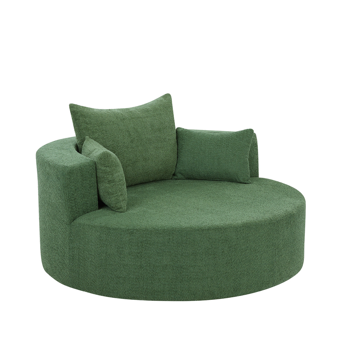 Green Chenille 360° Swivel Barrel Chair with Removable Pillows
