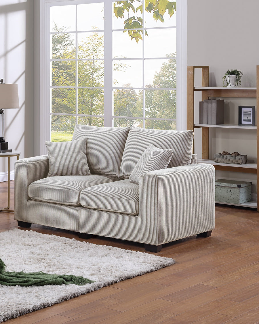 2-Piece Ivory Corduroy Sofa & Loveseat Set — alternate view 4