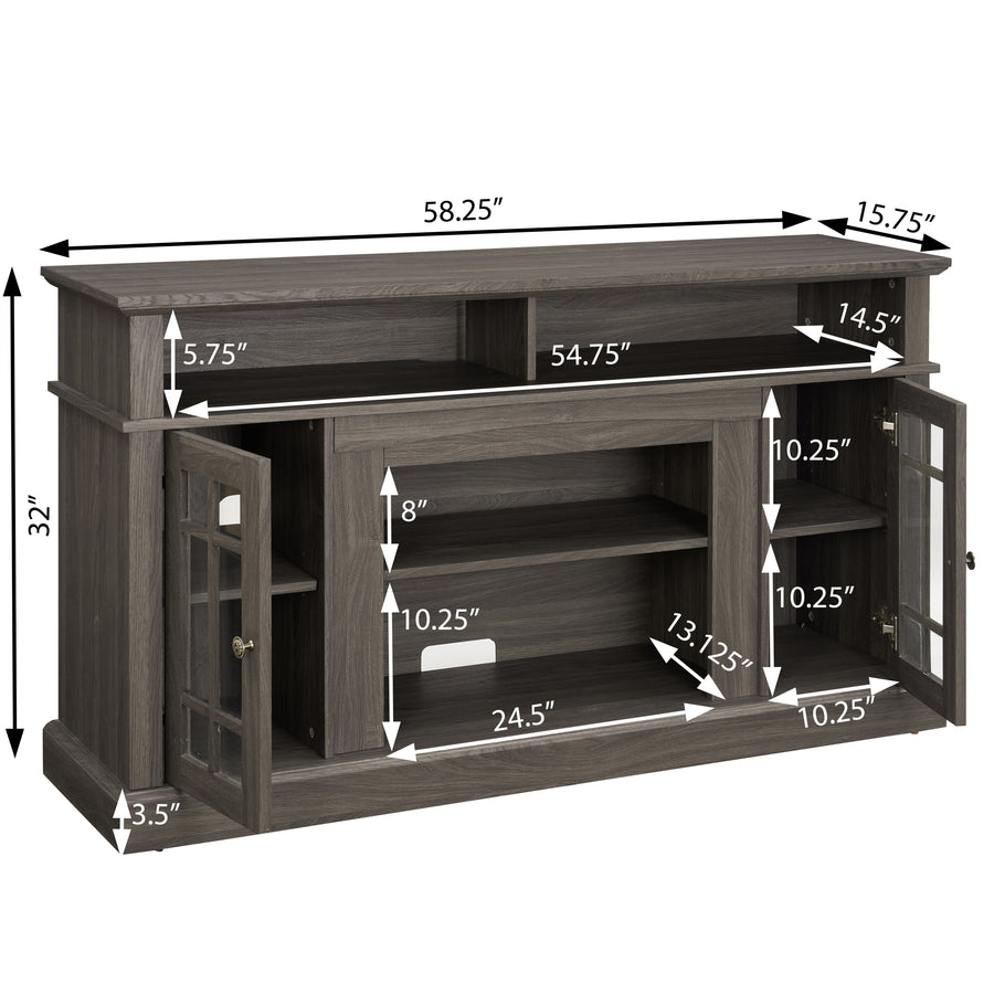 Classic TV Stand for TVs Up to 65", Dark Walnut and Black, view 12