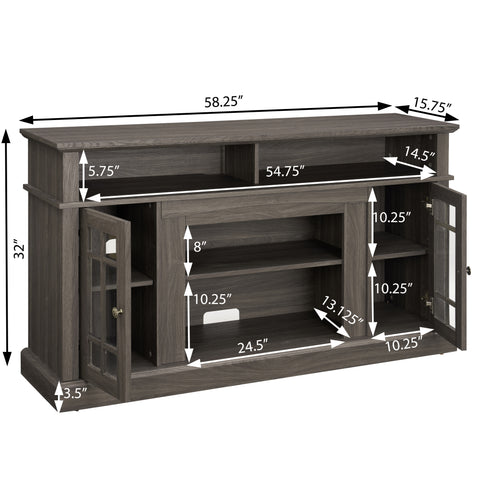 Classic TV Stand for TVs Up to 65", Dark Walnut and Black, view 12