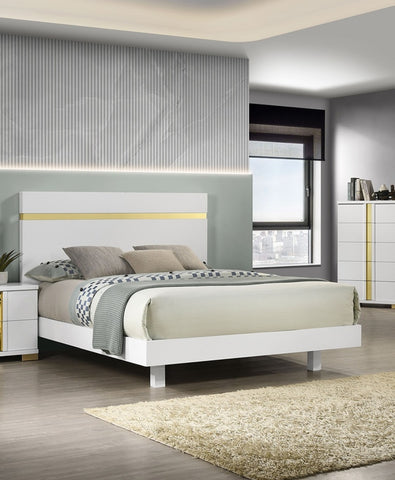 Modern Full Bed with Under-Bed LED Lights and Acrylic Trim, White, view 8