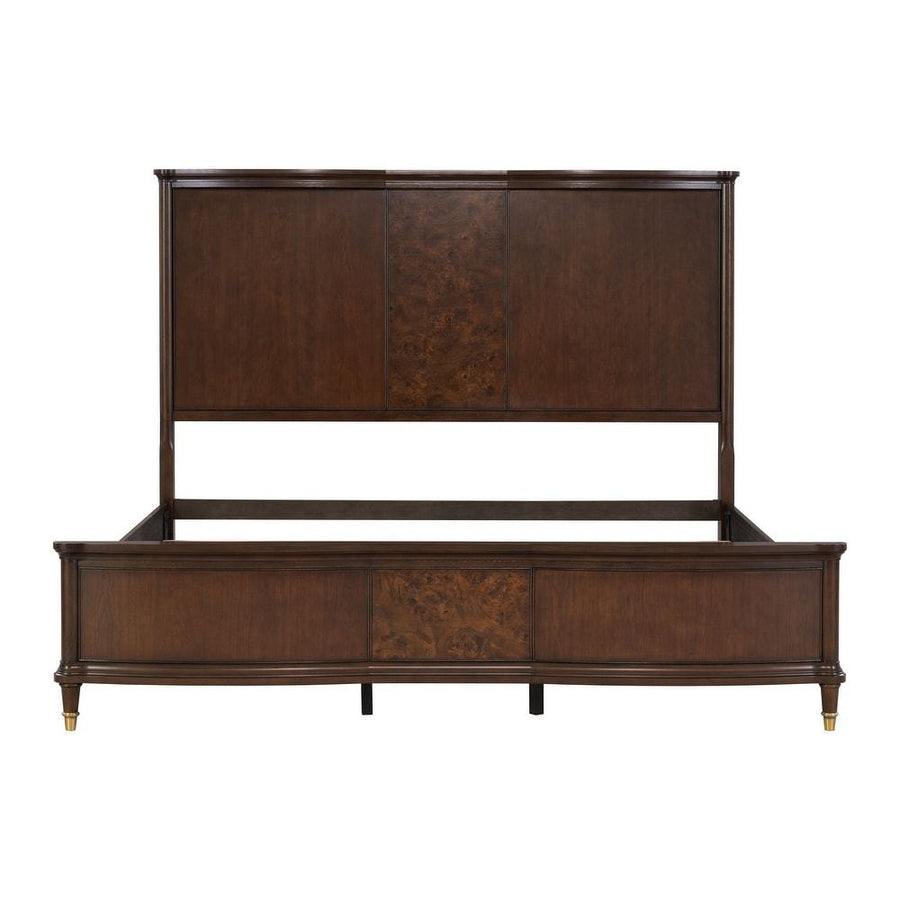 Regency-Style King Panel Bed with Burl Veneer, Dark Cherry, view 2
