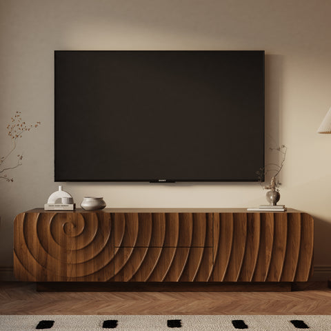 Spiral Wave TV Stand for TVs Up to 65", Walnut, view 2