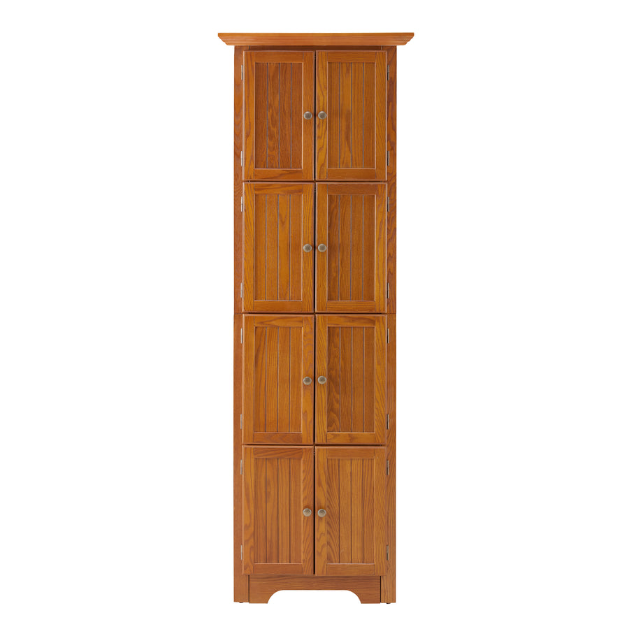 72" Corner Pantry Cabinet with 8 Doors and 4 Shelves, Oak, view 12