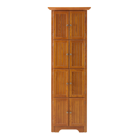 72" Corner Pantry Cabinet with 8 Doors and 4 Shelves, Oak, view 12