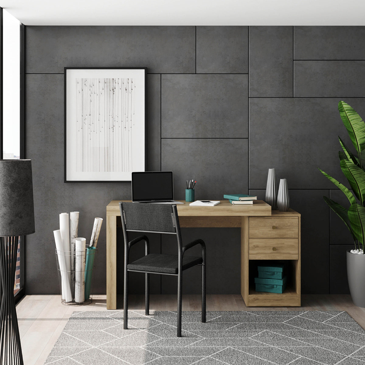 Techni Mobili 可扩展家用办公桌，松木色