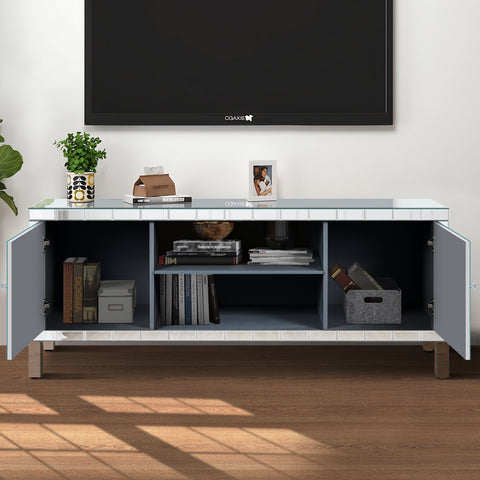 Mirrored TV Stand for TVs Up to 65", Silver, view 4