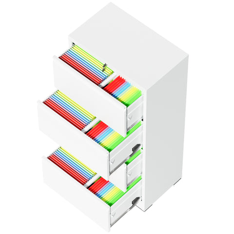 4-Drawer Lateral File Cabinet with Lock, White, view 11