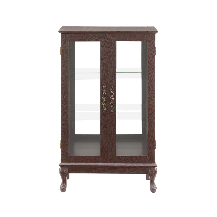 Lighted Curio Cabinet with Tempered Glass Doors and Mirrored Back, Cherry, view 17