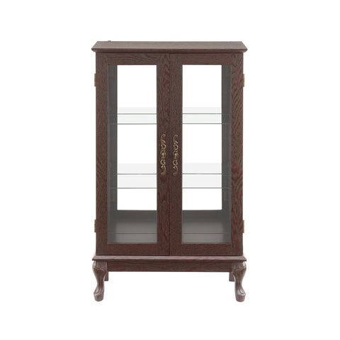 Lighted Curio Cabinet with Tempered Glass Doors and Mirrored Back, Cherry, view 17