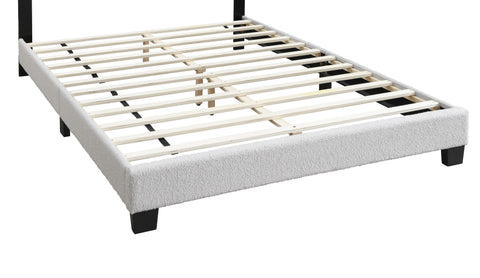 Queen Upholstered Platform Bed with Floral Headboard and Built-In LED, White, view 12