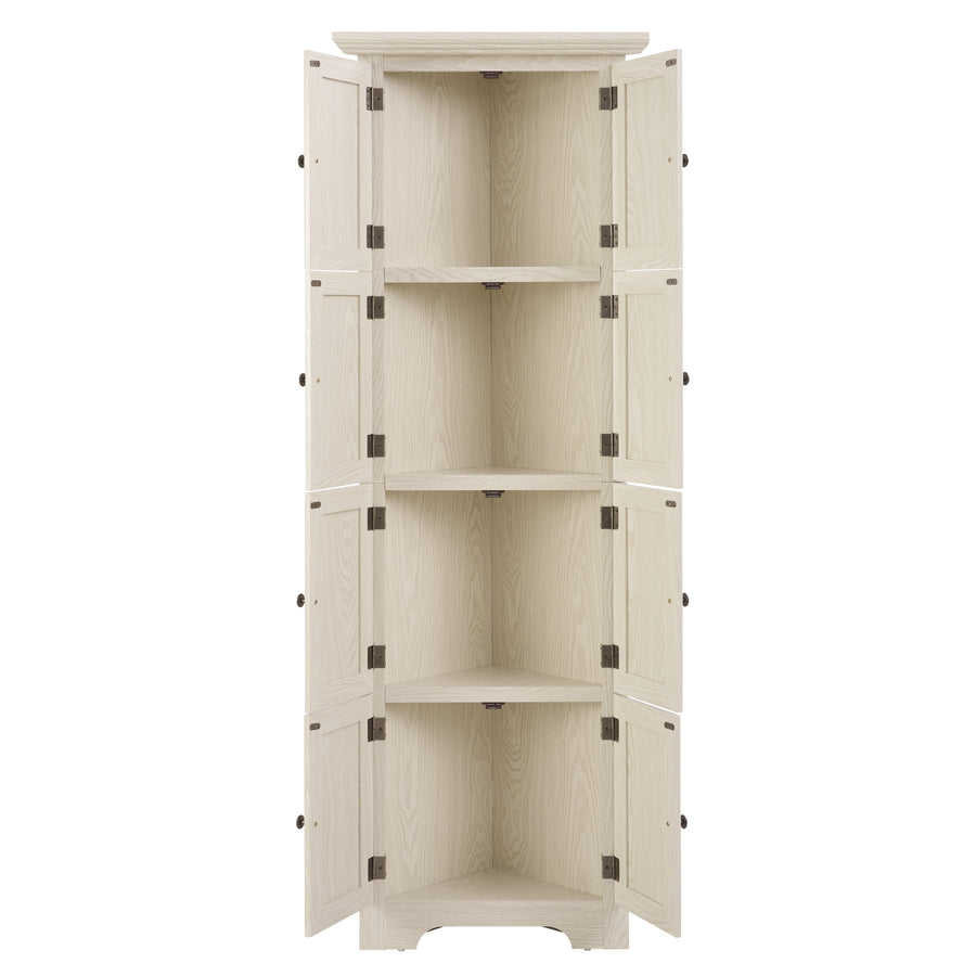 72" Corner Pantry Cabinet with 8 Doors and 4 Shelves, White, view 20
