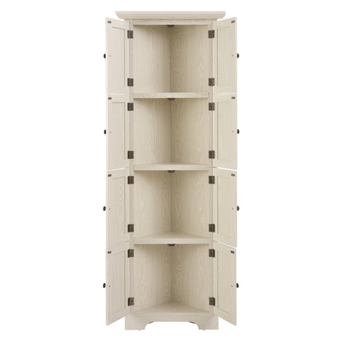 72" Corner Pantry Cabinet with 8 Doors and 4 Shelves, White, view 20