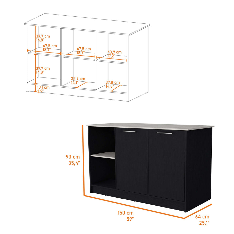 59" Wenge & Onyx Kitchen Island with Storage - product image 7