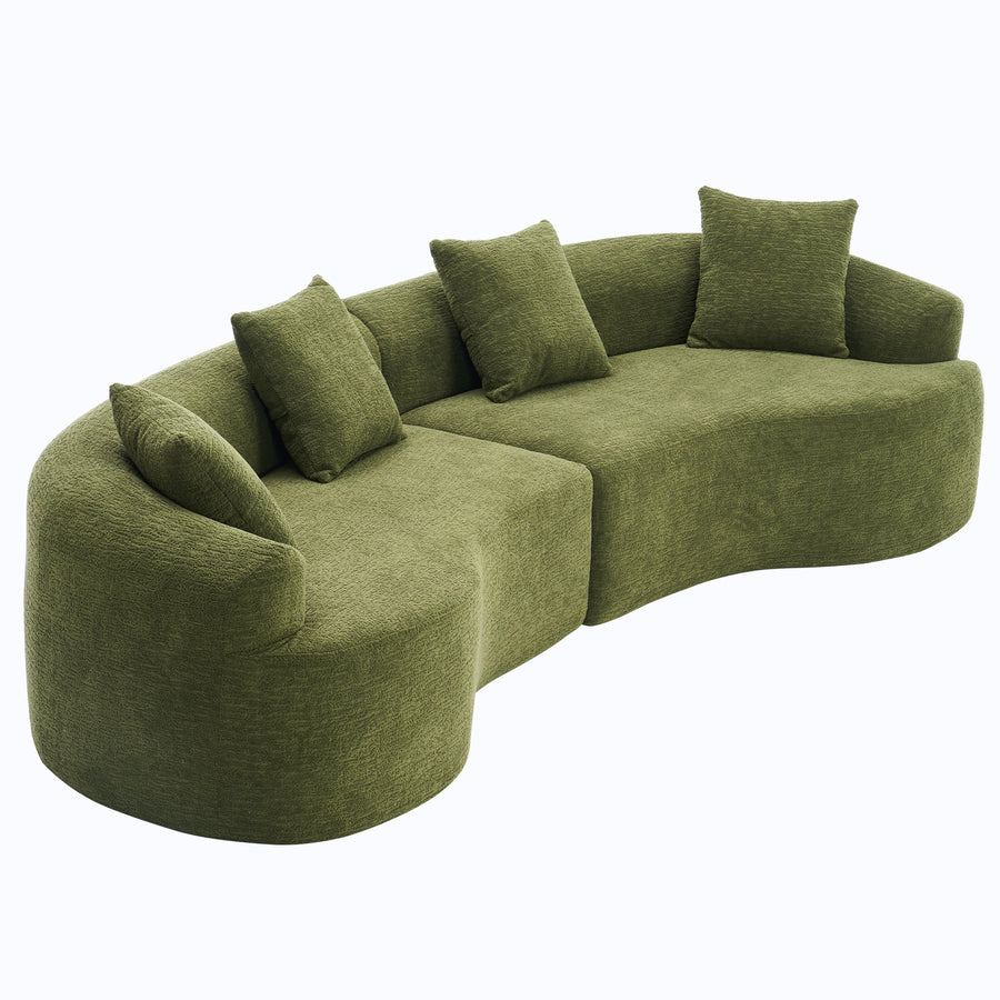 110-inch forest green chenille U-shaped sectional sofa