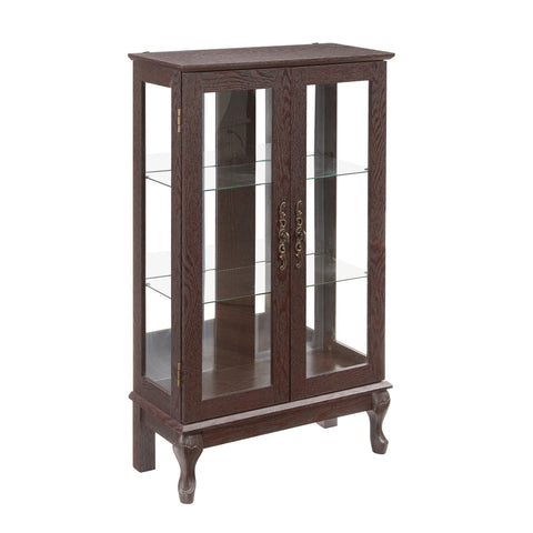 Lighted Curio Cabinet with Tempered Glass Doors and Mirrored Back, Cherry, view 19