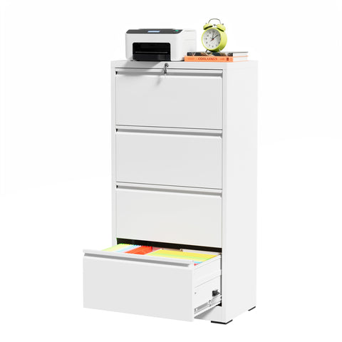 4-Drawer Lateral File Cabinet with Lock, White, view 14