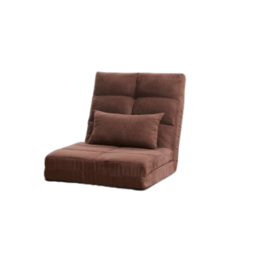 Brown Metal Frame Fold-Down Sofa Bed - 5 Reclining Positions