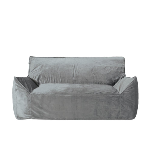 Bean Bag Loveseat with Armrests, 60" Oversized Velvet Lounger for Two, Gray