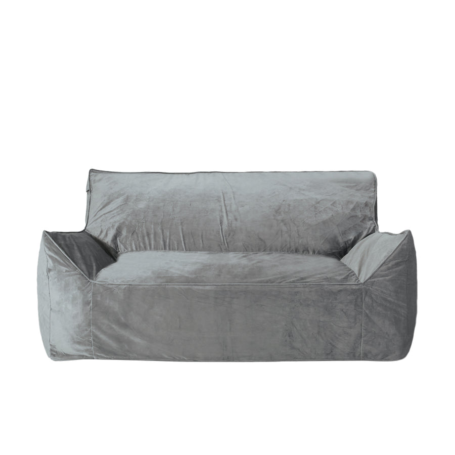 60-Inch Gray Velvet Bean Bag Loveseat