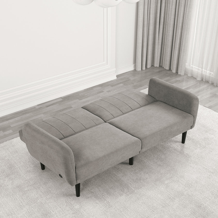 81" Gray Tufted Futon Sofa Bed with Pocket Coils — alternate view 3