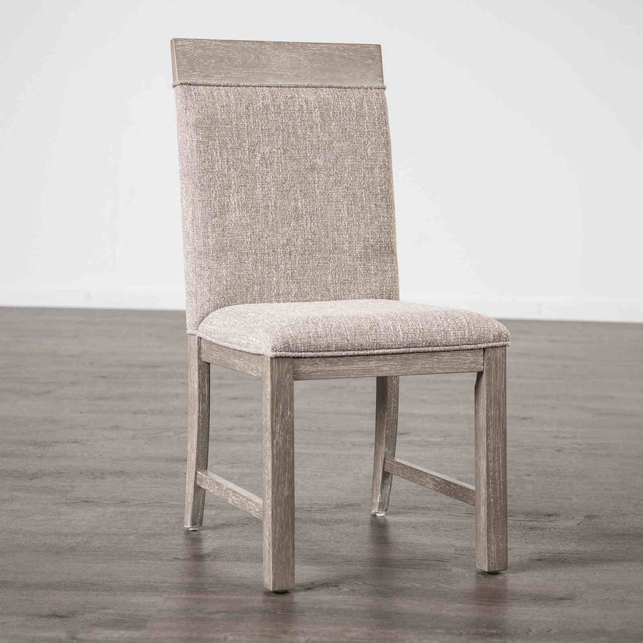 Set of 2 Gray Padded Wood Dining Chairs