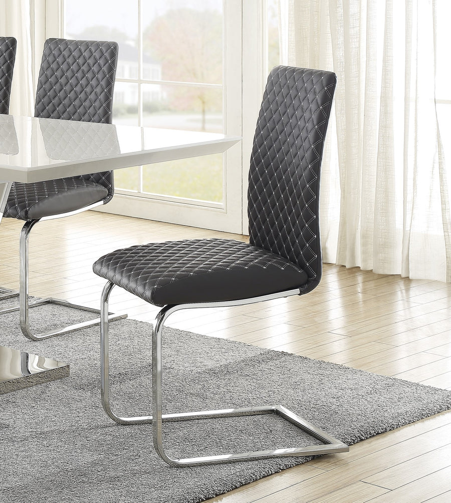 Set of 2 Gray Faux Leather Dining Chairs