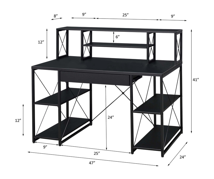 Amiel Black Studio Desk with Drawer & 8 Compartments — alternate view 2
