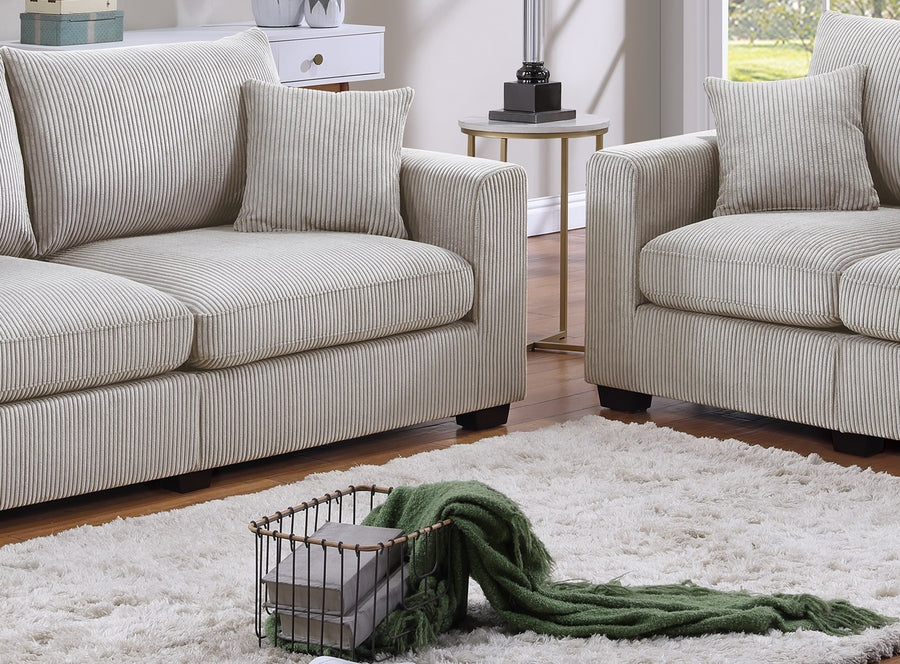 2-Piece Ivory Corduroy Sofa & Loveseat Set — alternate view 9