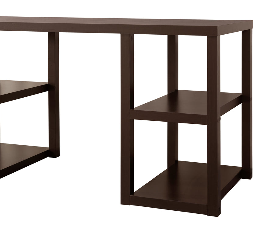 60" Cappuccino Oak Desk with 4 Storage Shelves — alternate view 5