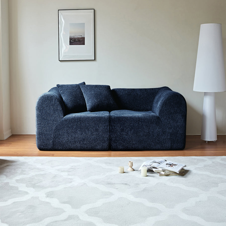 Compact 2-Seater Velvet Sofa – Space-Saving Loveseat with Cushions