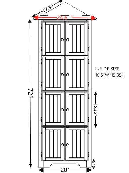 72" Corner Pantry Cabinet with 8 Doors and 4 Shelves, Black, view 17