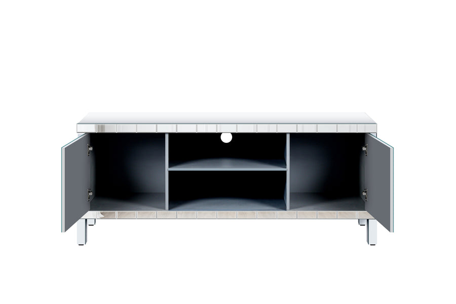 Mirrored TV Stand for TVs Up to 65", Silver, view 13