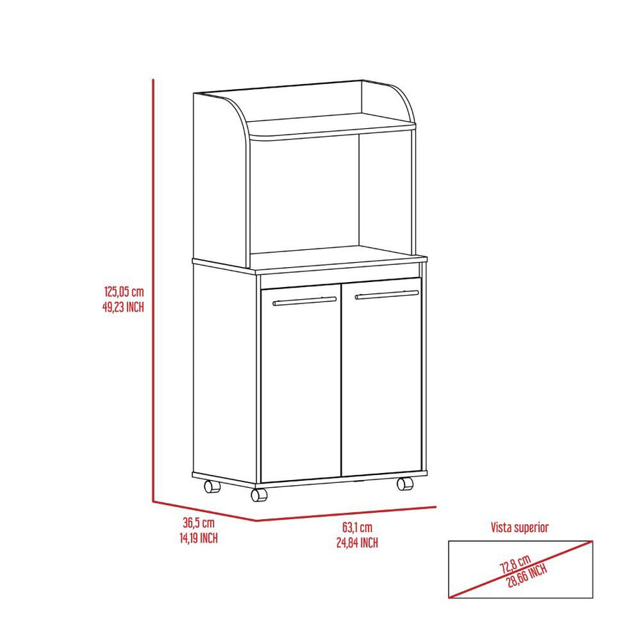 Kira White Rolling Microwave Cart with Cabinet - product image 6