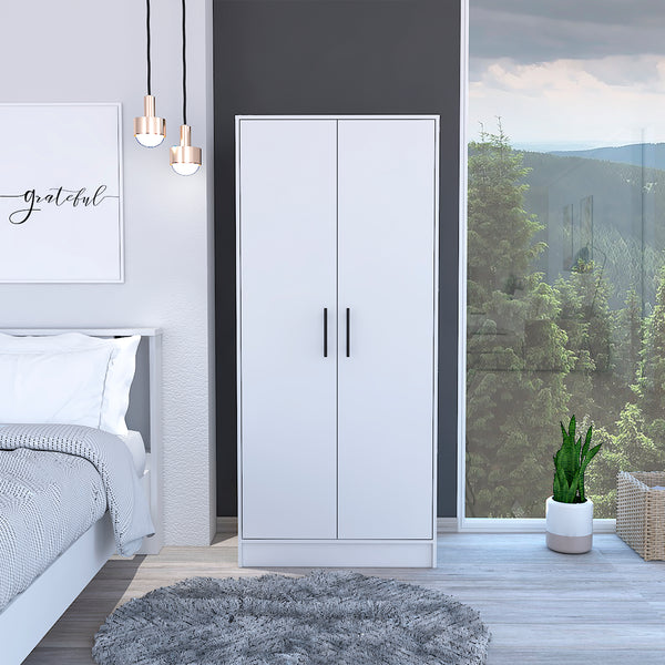 Ambery 71" White 2-Door Armoire with Drawer & Hanging Rod