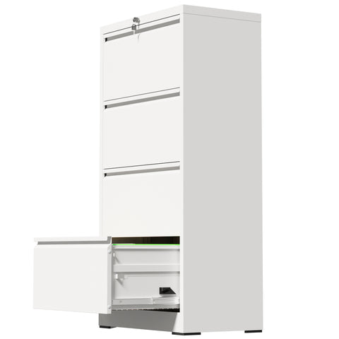 4-Drawer Lateral File Cabinet with Lock, White, view 9