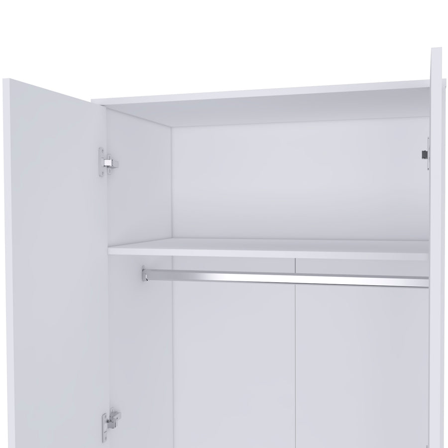 Ambery 71-inch white two-door armoire with drawer and hanging rod - view 12