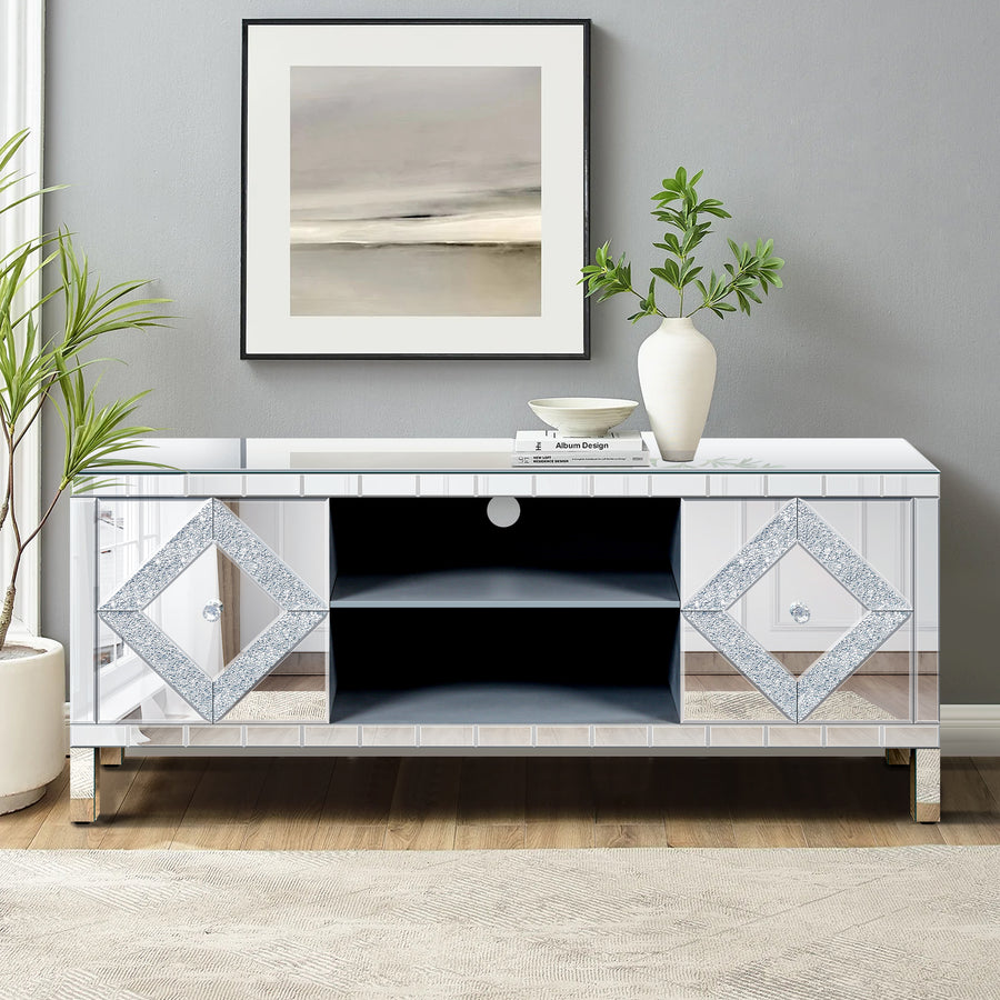 Mirrored TV Stand for TVs Up to 65", Silver, view 5