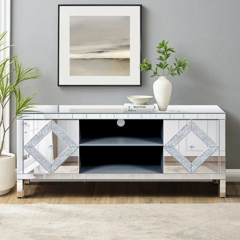 Mirrored TV Stand for TVs Up to 65", Silver, view 5