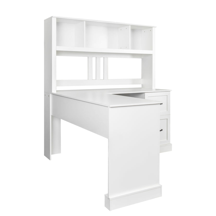 60" Antiqued White Corner Desk with Hutch & Drawers — alternate view 15