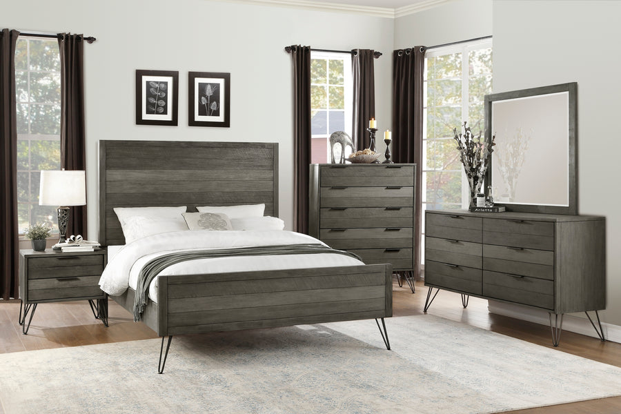 Gray Acacia Veneer Nightstand with Metal Legs — alternate view 4