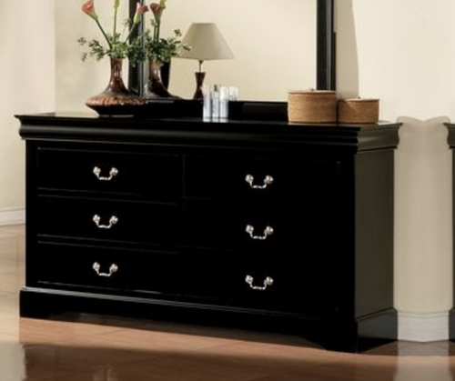 6-Drawer Dresser with Metal Glides and Dovetail Drawers, 60" Wide, Black Finish