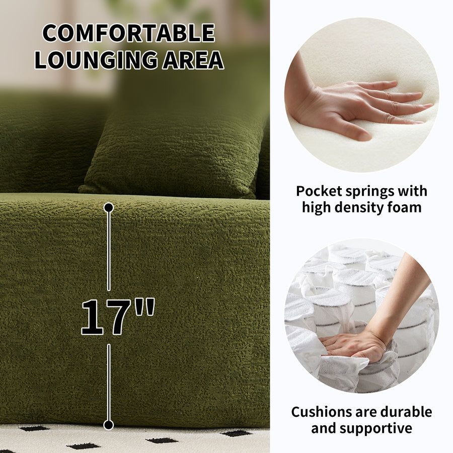 110-inch forest green chenille U-shaped sectional sofa - view 12