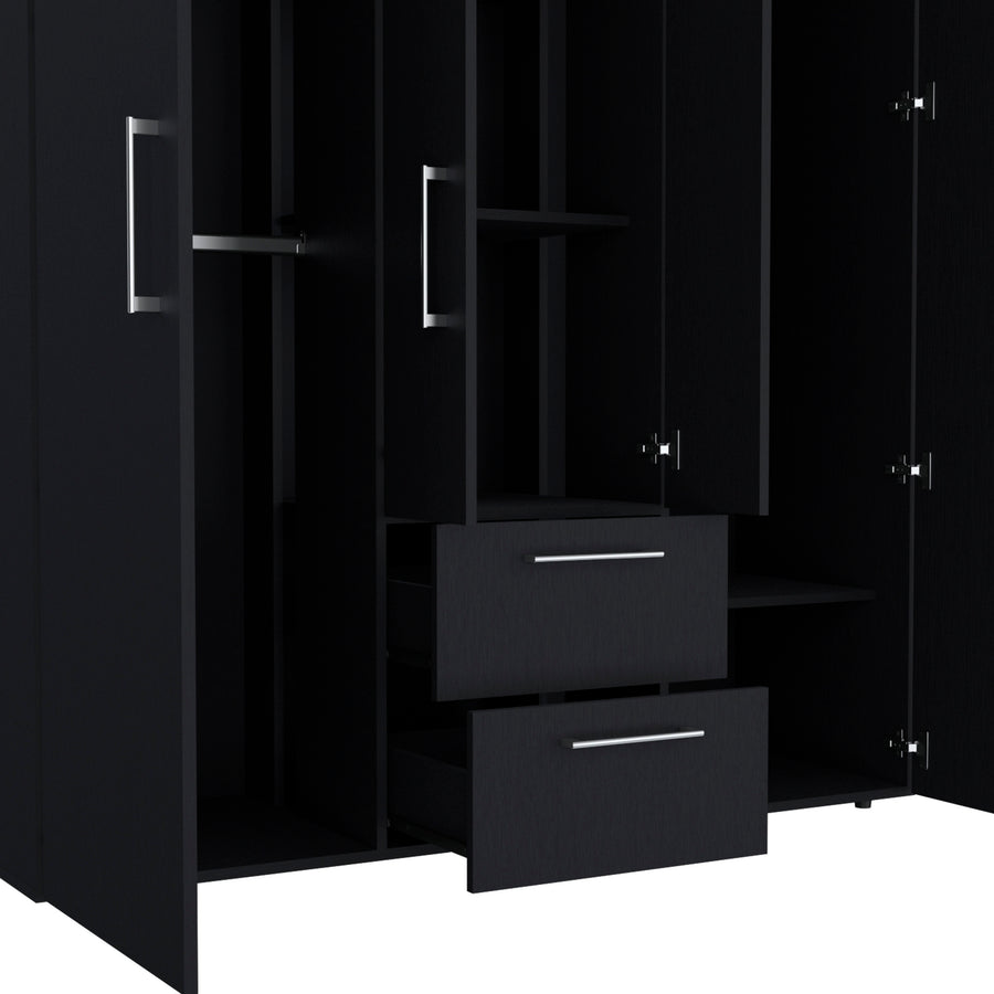 Bariloche Black Wardrobe with Shelves & Drawers - product image 6