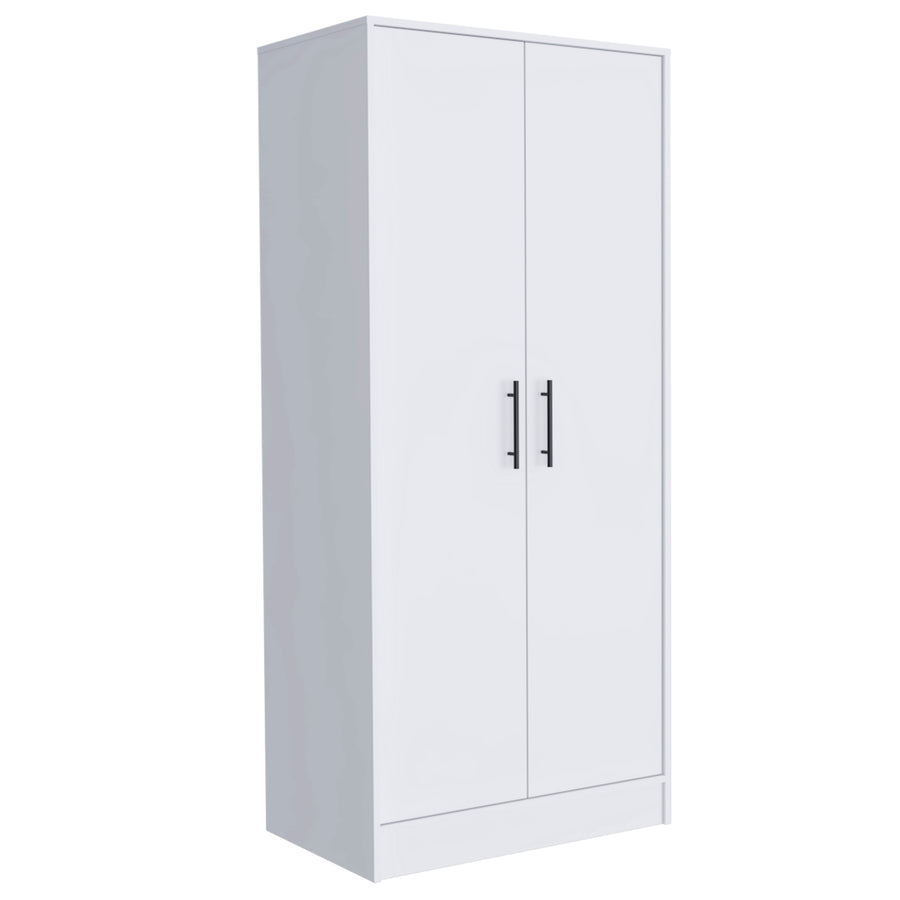 Ambery 71-inch white two-door armoire with drawer and hanging rod - view 2