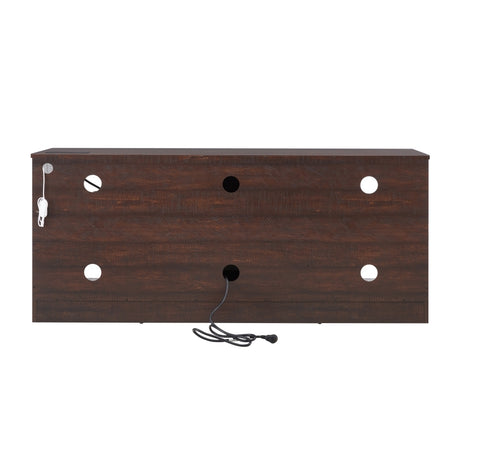 Electric Fireplace TV Stand with LED Lights and Glass Shelves, Espresso, view 14