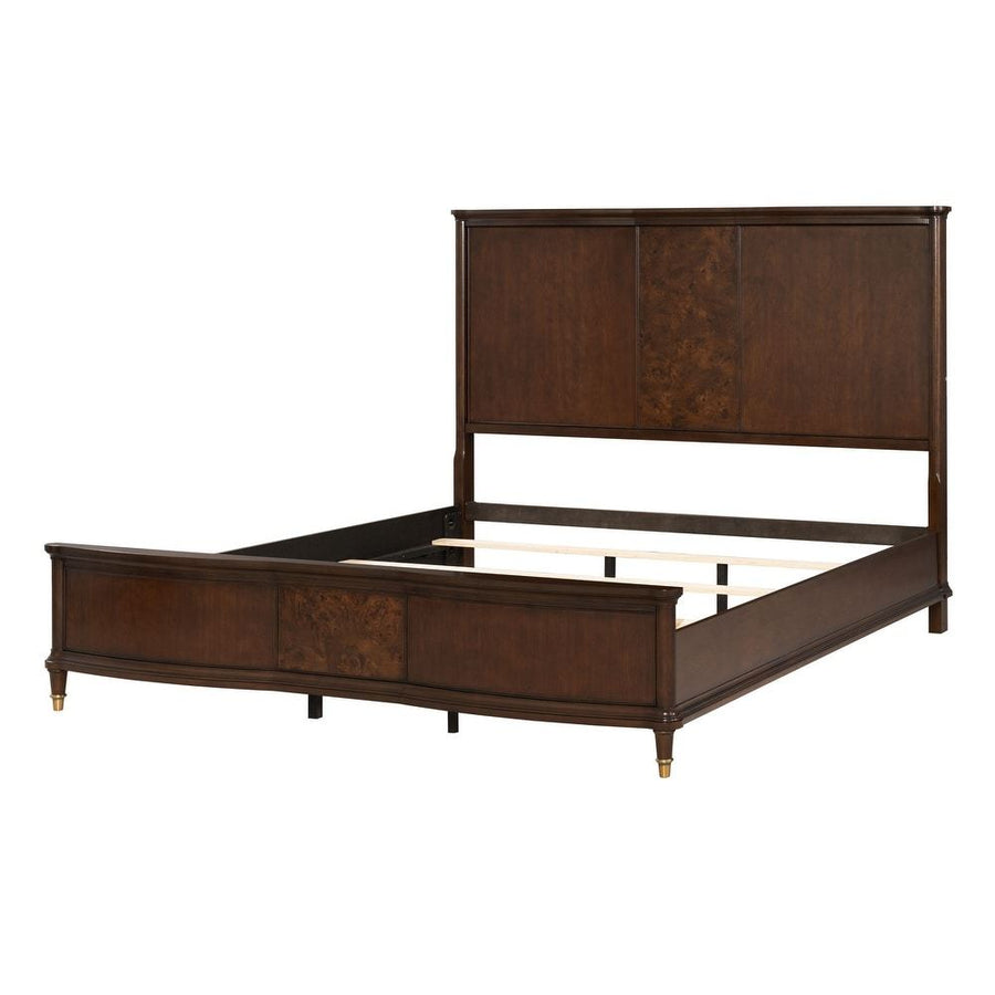Regency-Style Queen Panel Bed with Burl Veneer, Dark Cherry, view 3